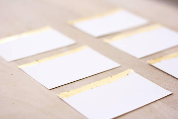 gold leafed place cards