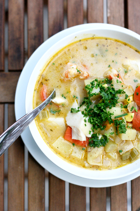 recipe adapted from ina garten's seafood chowder