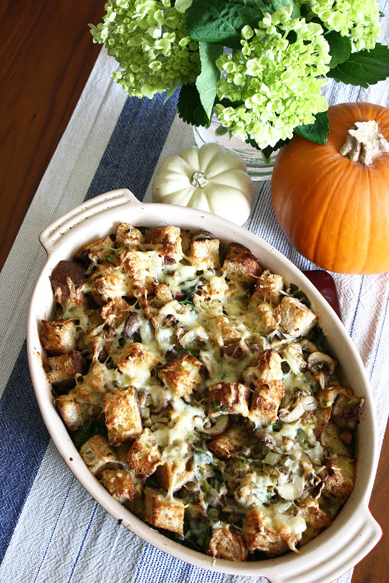 thanksgiving leftovers recipe - savory breakfast bread pudding (uses stuffing)